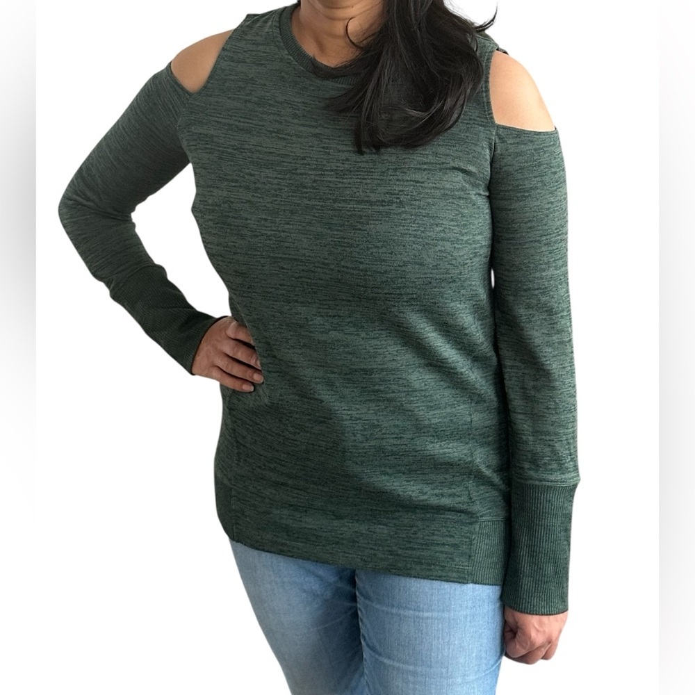 Calvin Klein Performance Women’s Cold Shoulder Knit Sweatshirt Green Size Medium